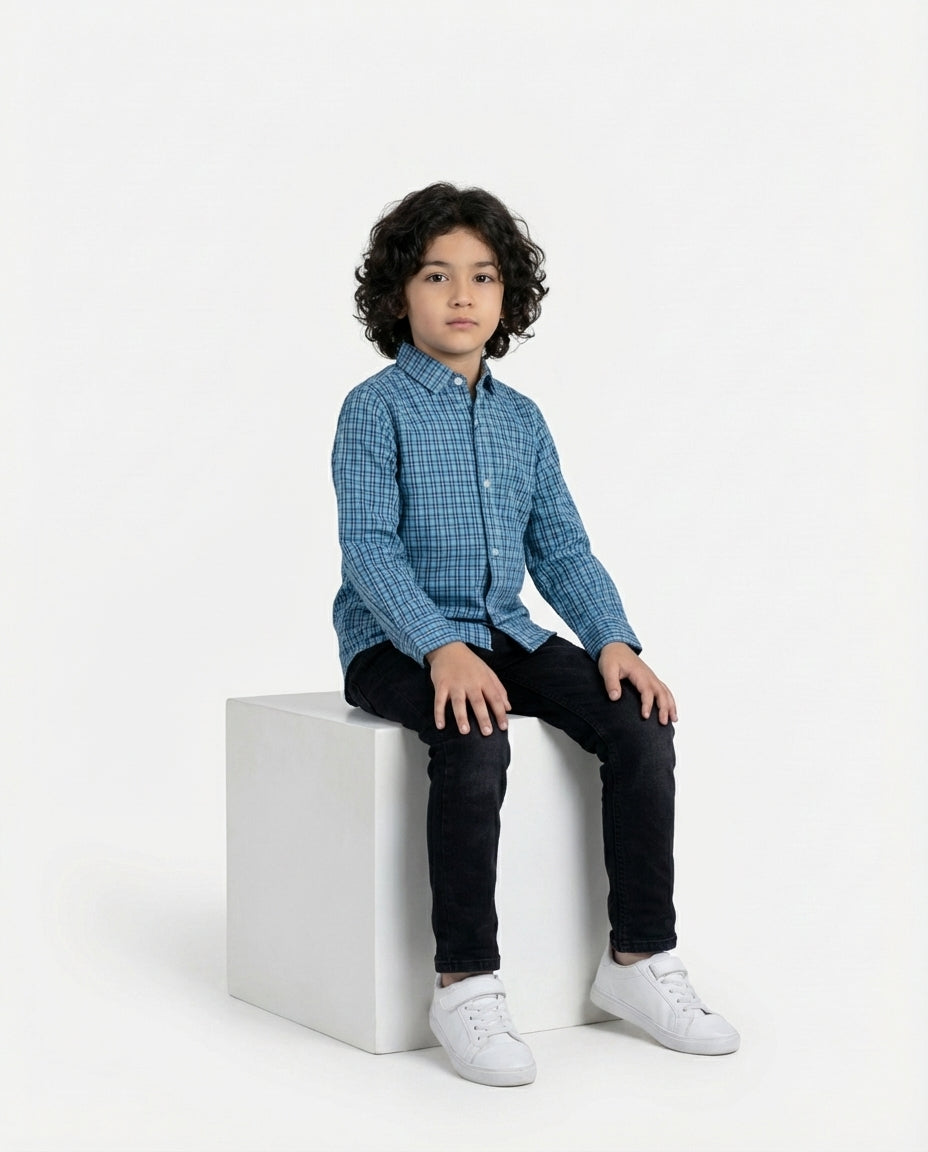 HUES OF BLUE CHECK SHIRT