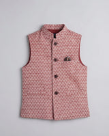 Boys maroon textured waist coat rich tone — front view