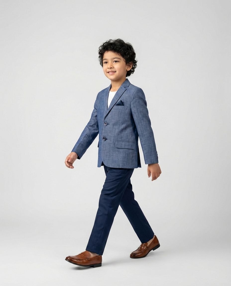 BLUE LINEN BLEND BLAZER