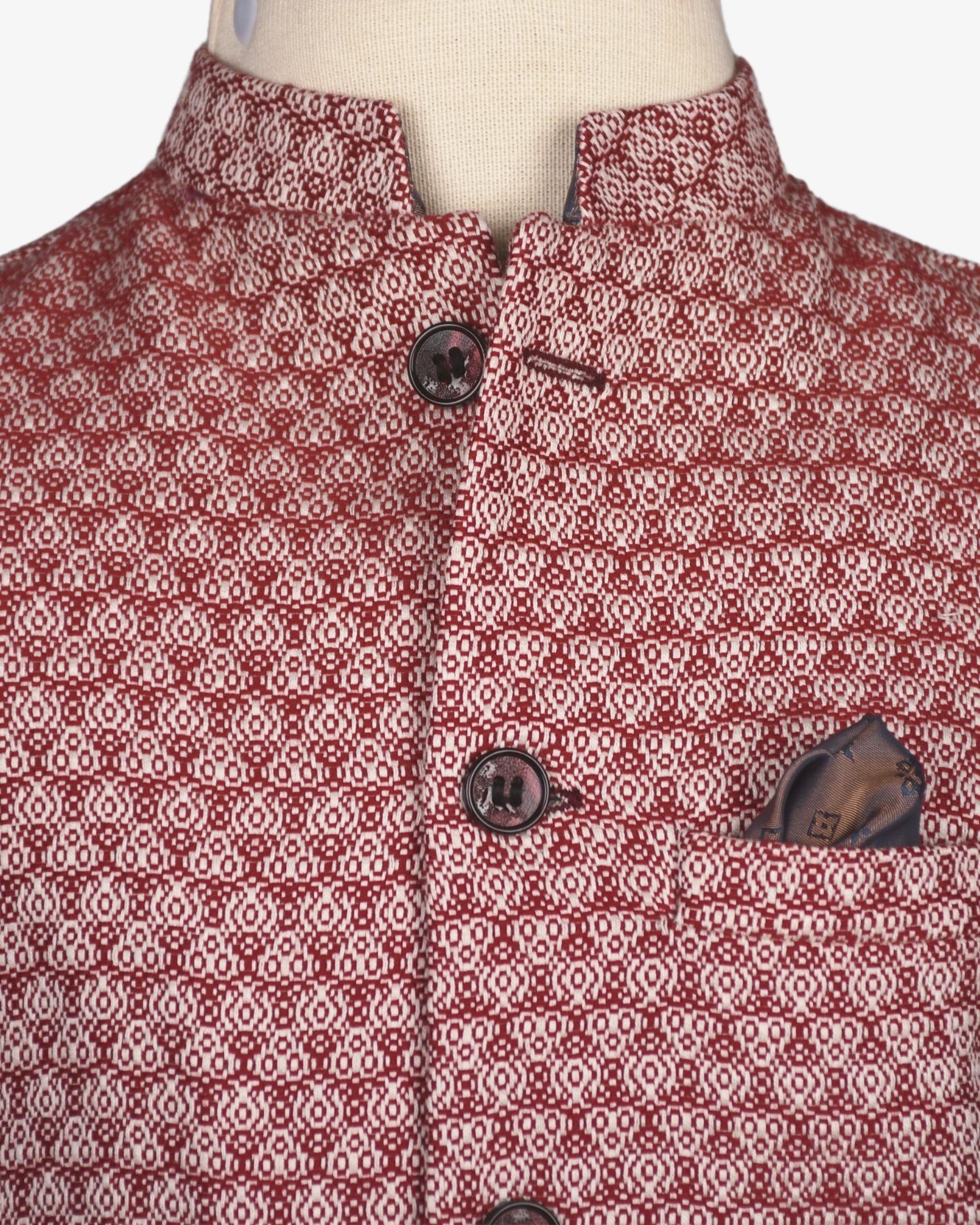 MAROON TEXTURED WAIST COAT