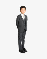 Grey Textured 5-Piece Suit for Boys — Formal Wear for Boys | Little Giants