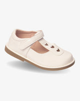White Heart Strap Shoe girls shoe front view โ Little Giants