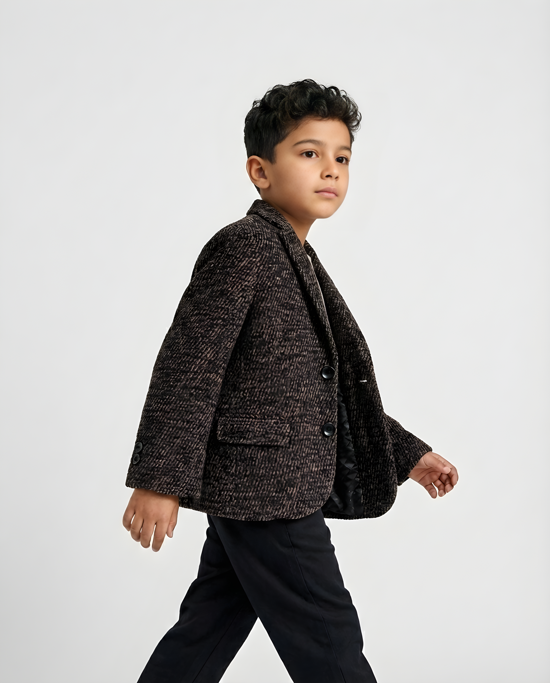 Espresso Textured Tweed Blazer for Boys — Blazers for Boys — View 2 | Little Giants