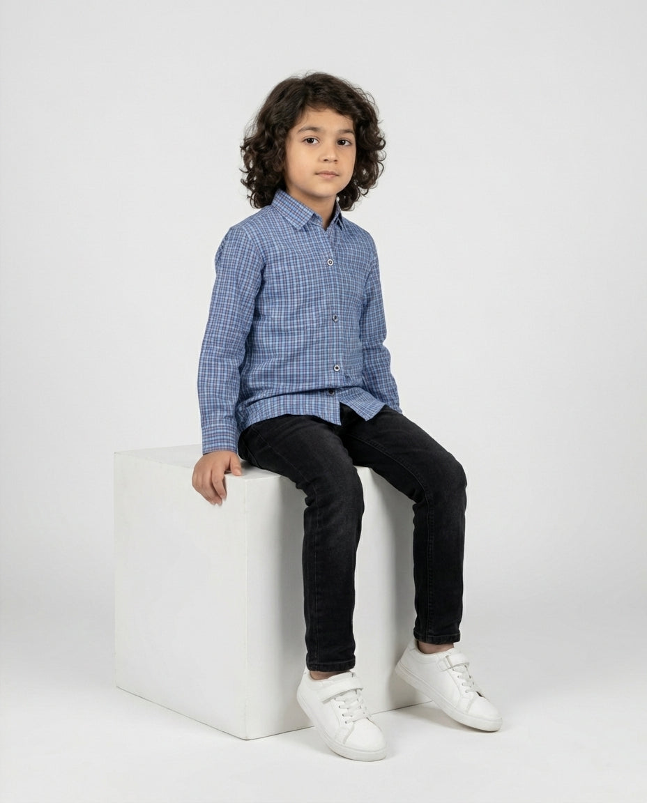 Blue Pink Check Shirt for Boys — Casual Shirts for Boys — View 3 | Little Giants