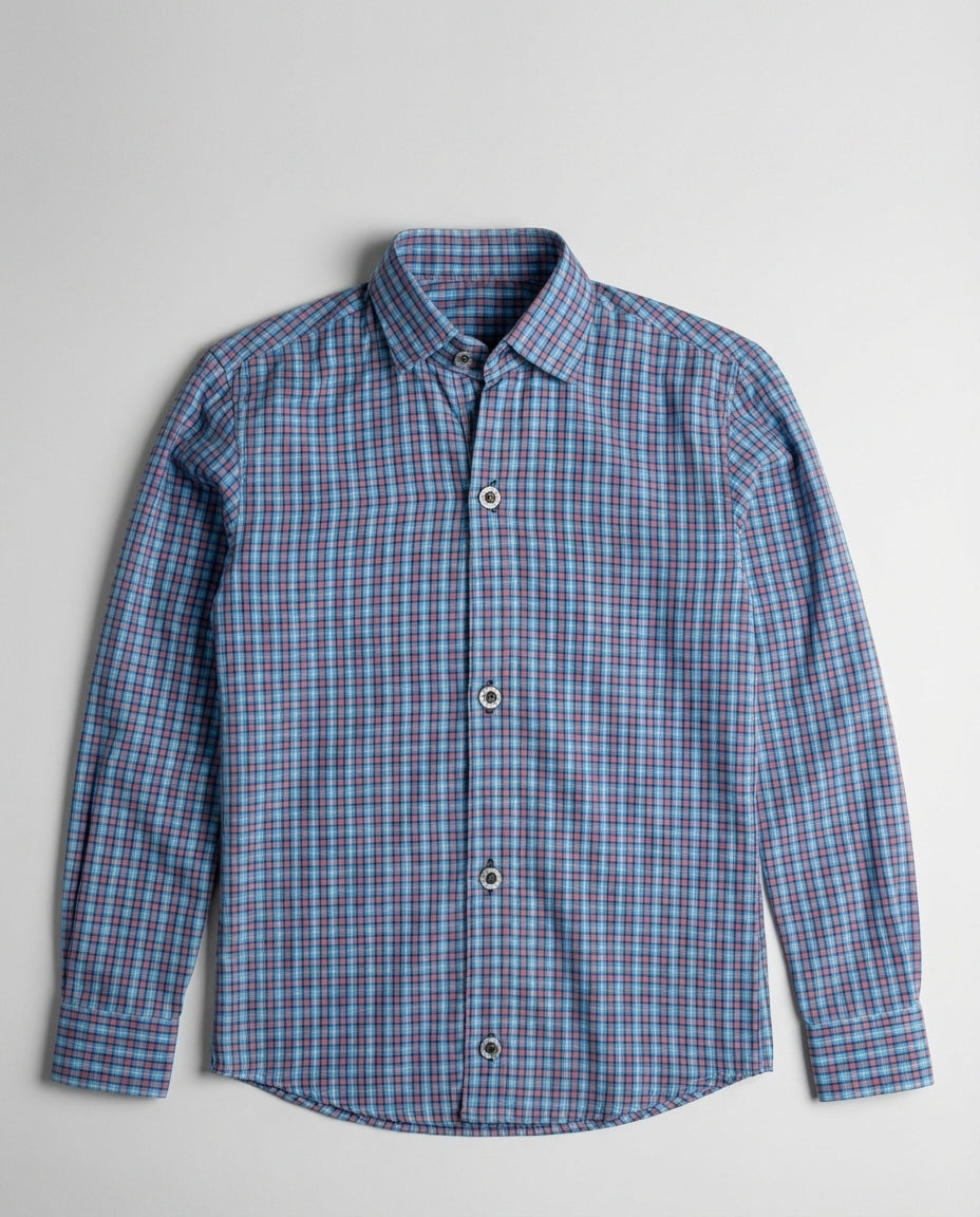 Blue Pink Check Shirt for Boys — Casual Shirts for Boys | Little Giants
