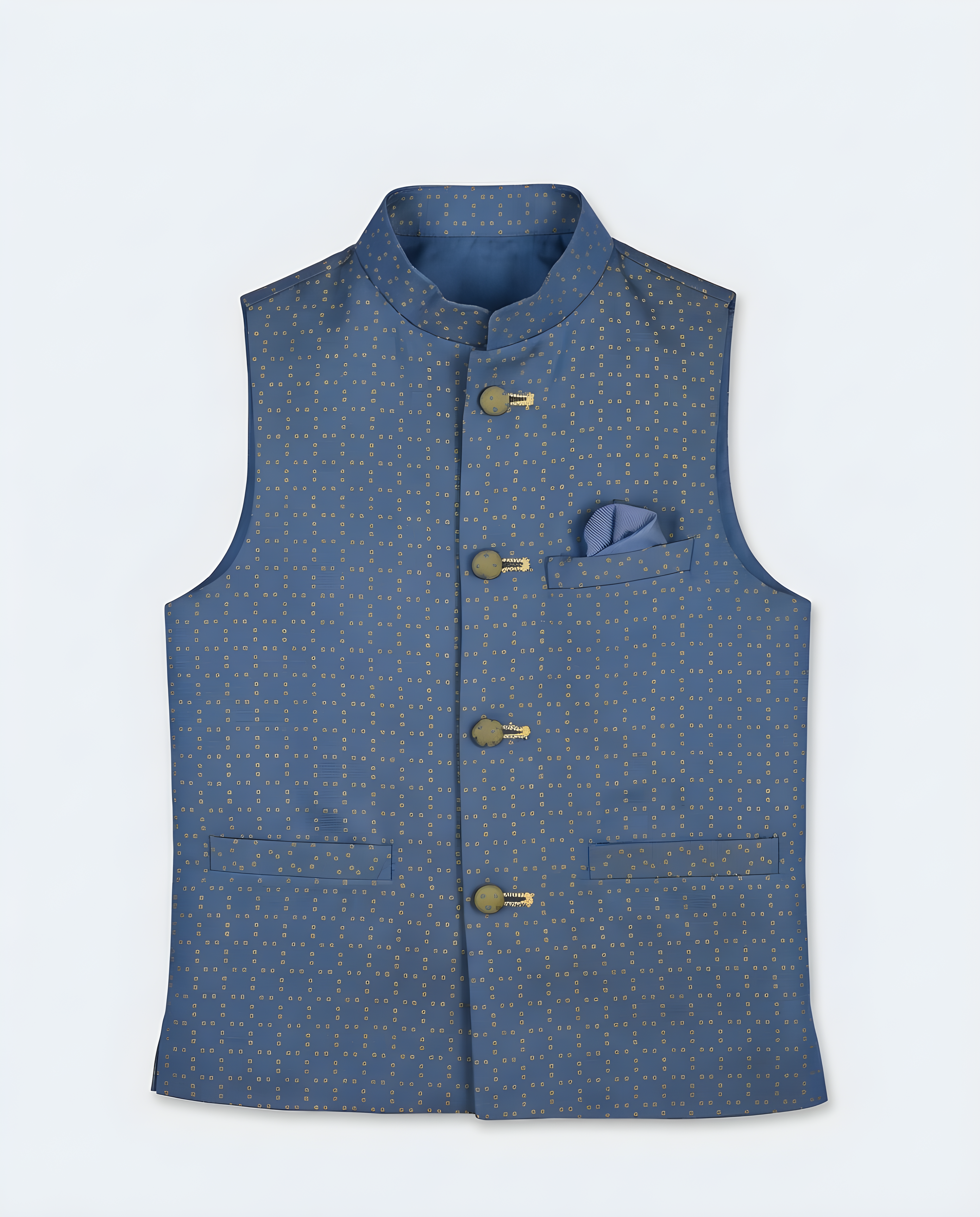 CERULEAN BLUE DOBBY WAIST COAT