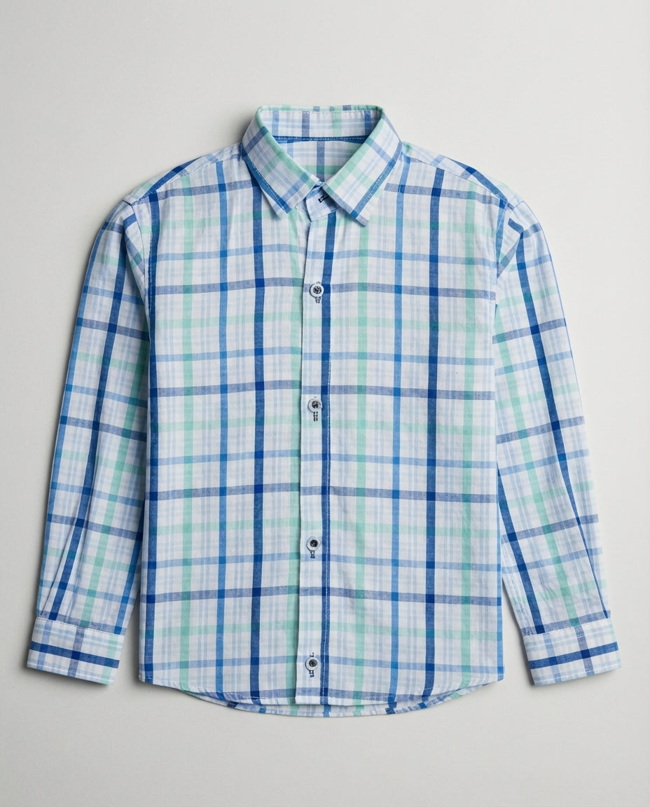 Blue Mint Check Shirt for Boys — Casual Shirts for Boys | Little Giants