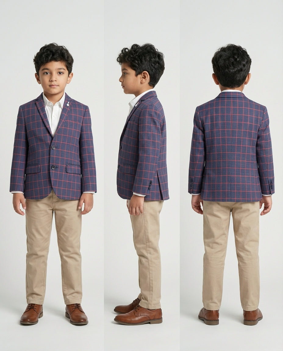 Blue Check Blazer for Boys — Blazers for Boys — View 3 | Little Giants