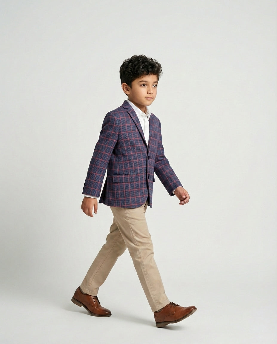 Blue Check Blazer for Boys — Blazers for Boys — View 2 | Little Giants