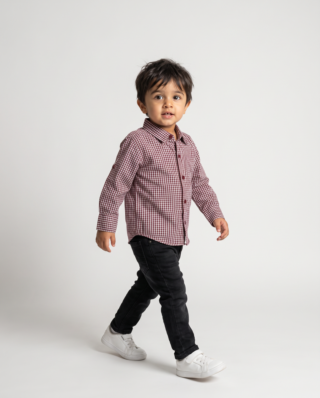 BURGUNDY CHECK SHIRT