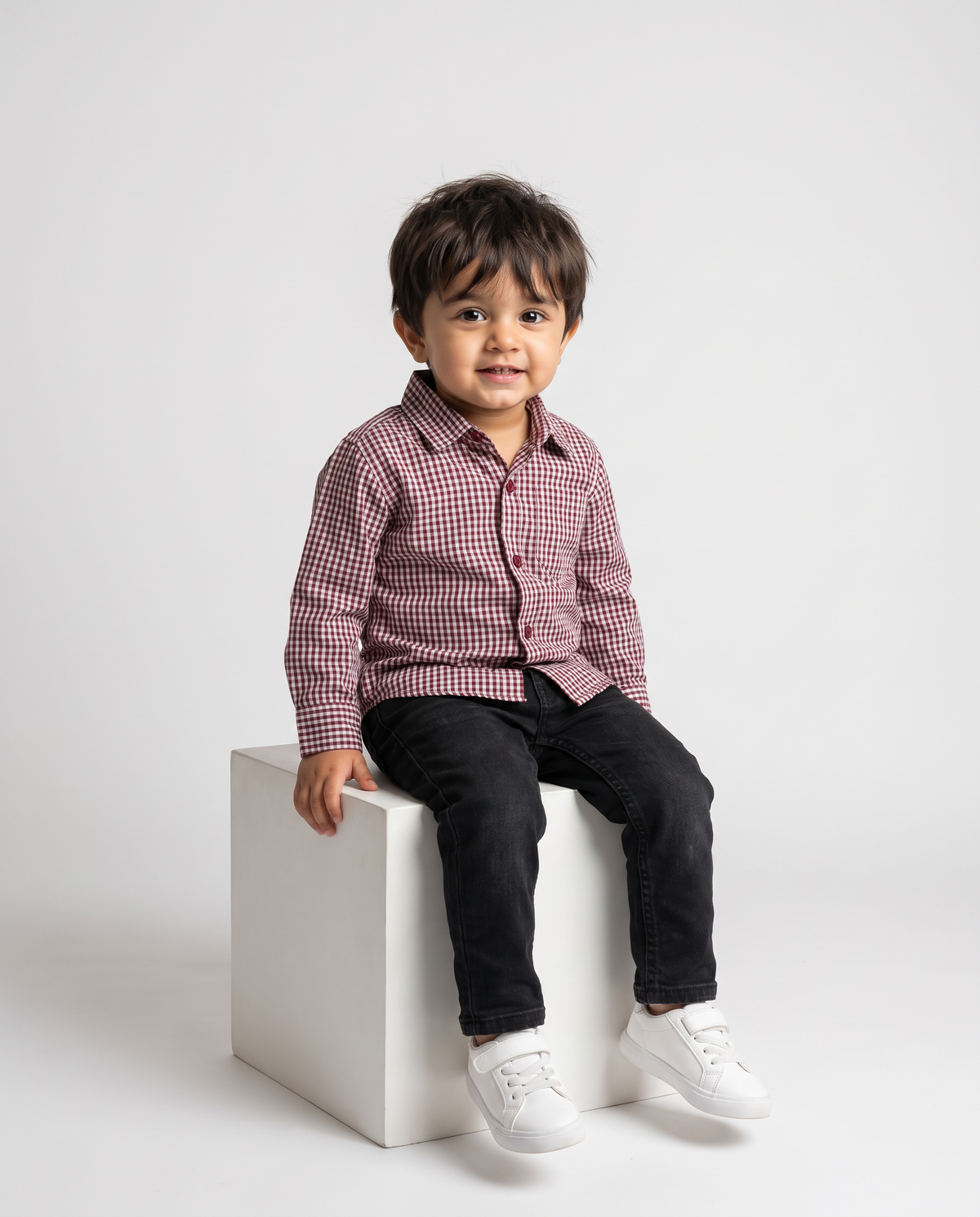 BURGUNDY CHECK SHIRT