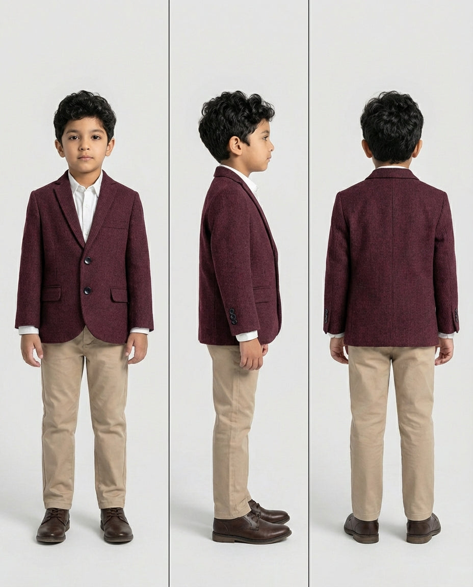 Burgundy Tweed Blazer for Boys — Blazers for Boys — View 3 | Little Giants
