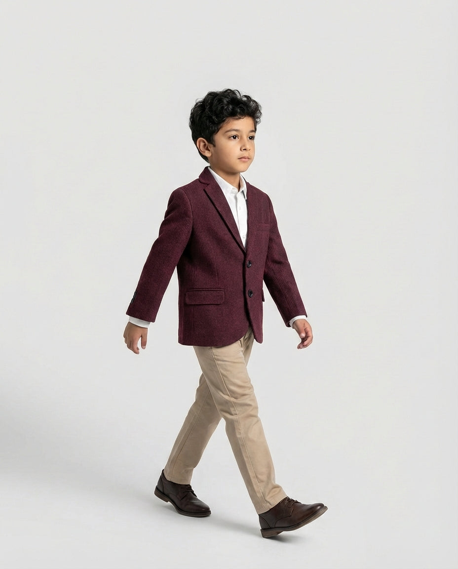 Burgundy Tweed Blazer for Boys — Blazers for Boys — View 2 | Little Giants