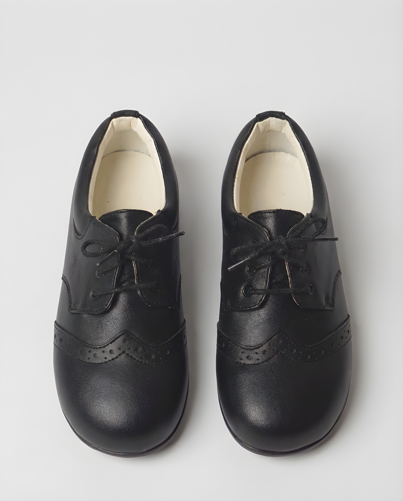 Boys classic black leather brogue shoe — toe detail