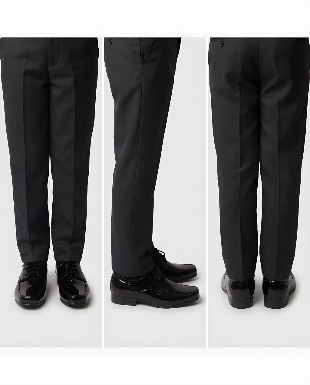 Boys classic black patent derby shoe — toe detail