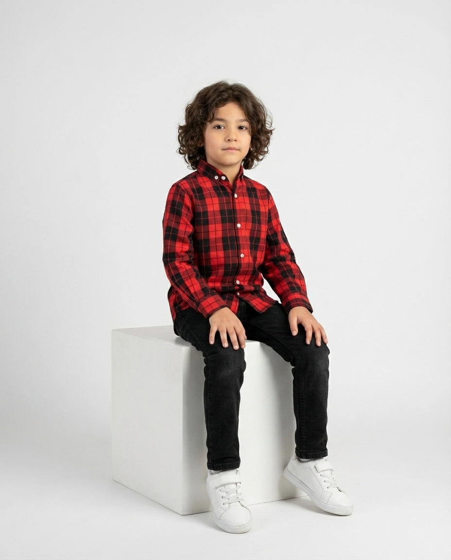 Classic Red Buffalo Check Shirt for Boys — Casual Shirts for Boys — View 3 | Little Giants