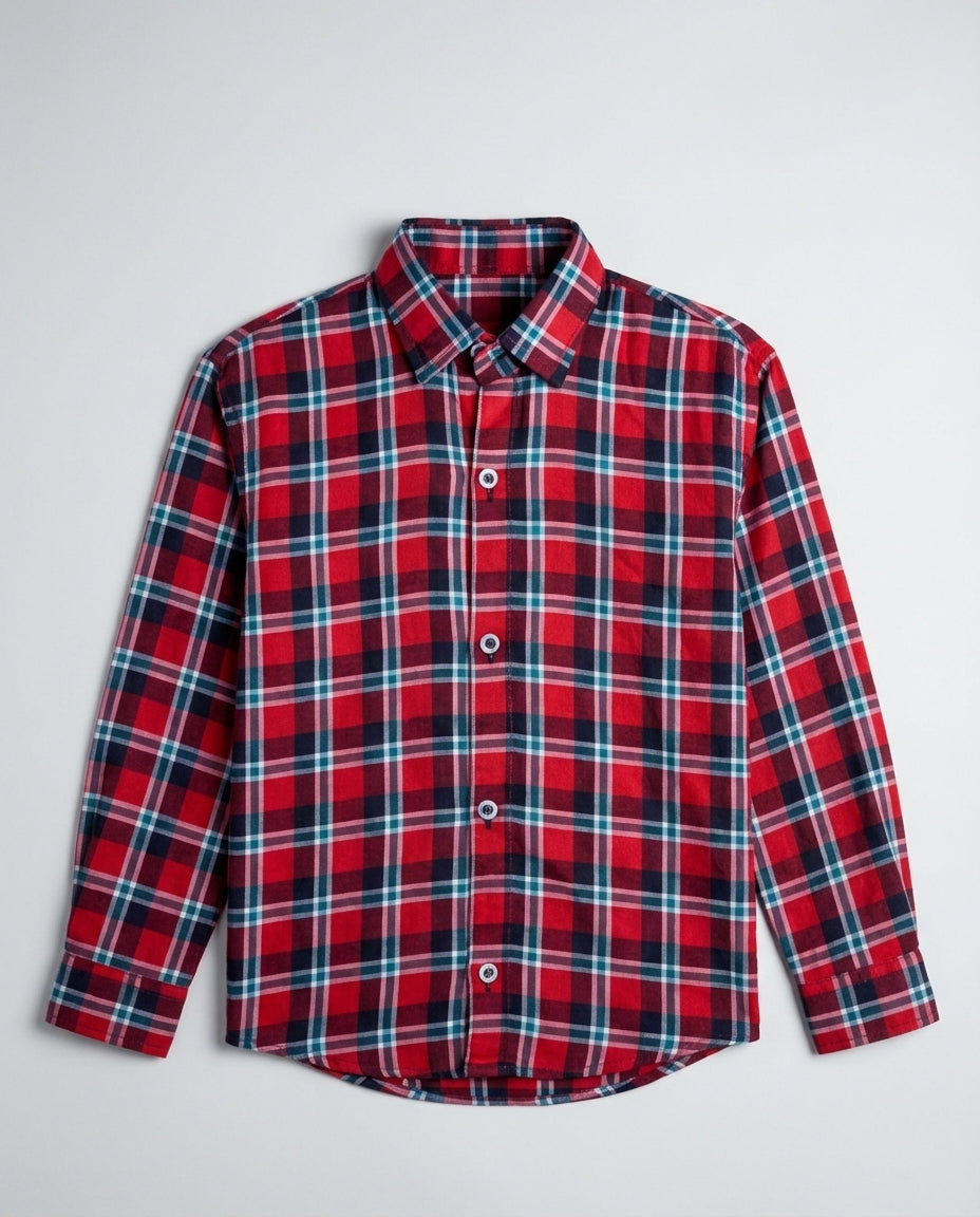 Classic Red Flannel Check Shirt for Boys — Casual Shirts for Boys | Little Giants