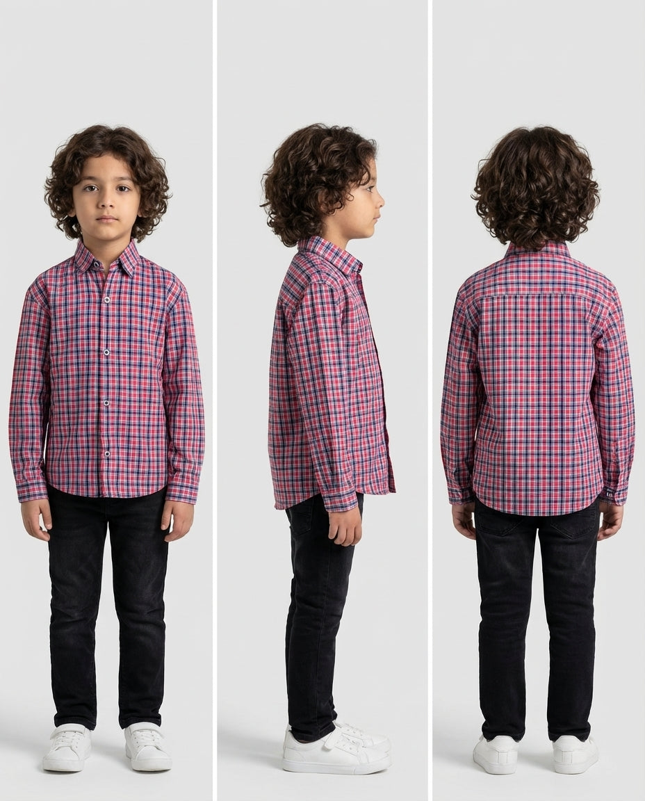 Classic Red Navy Check Shirt for Boys — Casual Shirts for Boys — View 4 | Little Giants