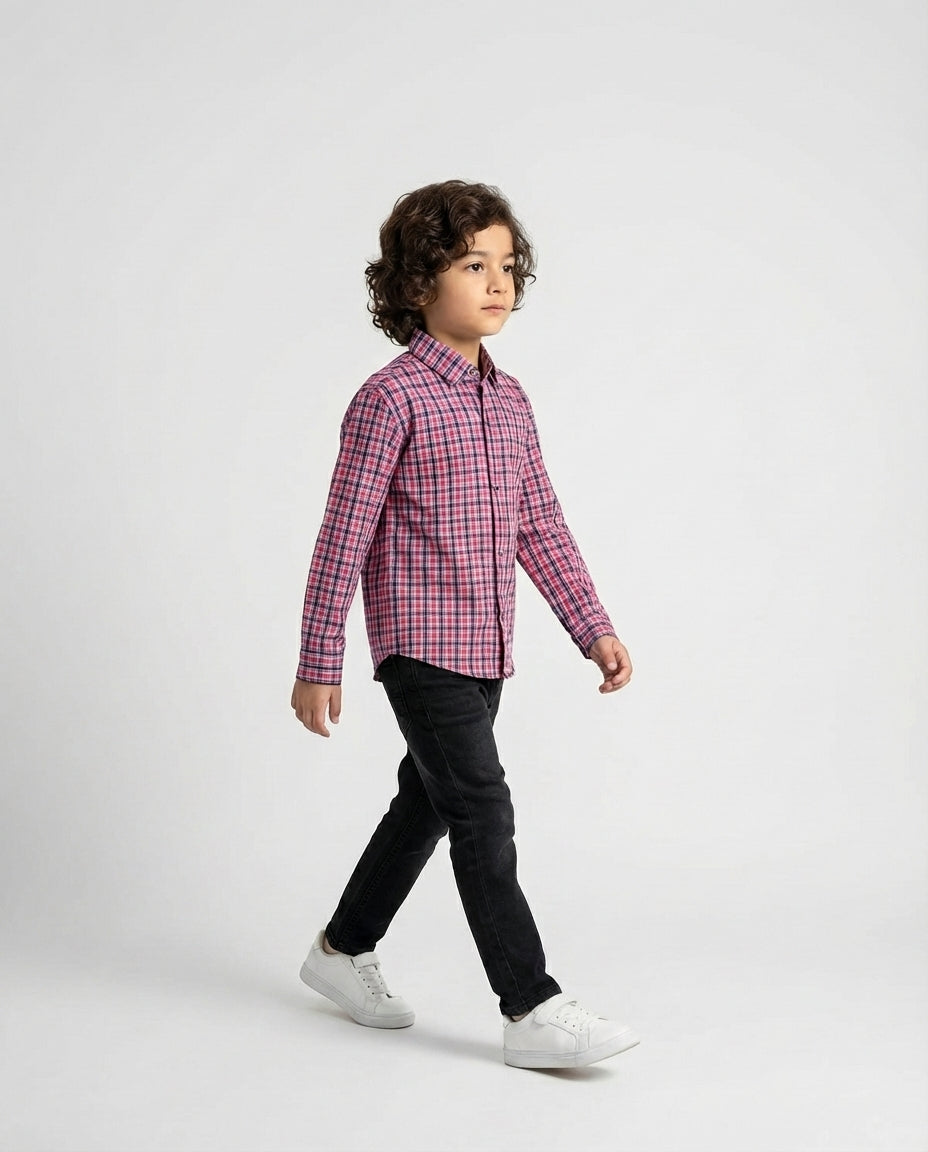 Classic Red Navy Check Shirt for Boys — Casual Shirts for Boys — View 2 | Little Giants