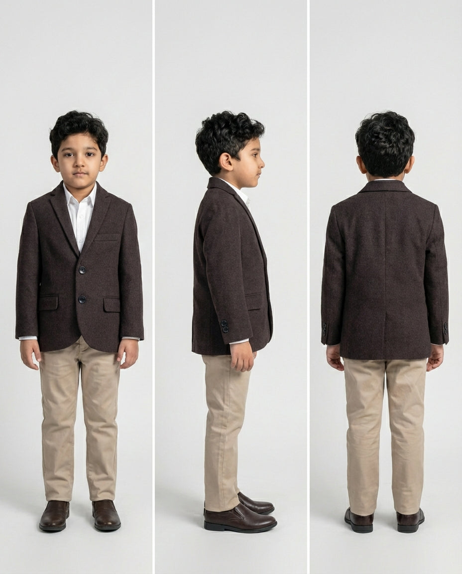 Dark Brown Blazer for Boys — Blazers for Boys — View 3 | Little Giants