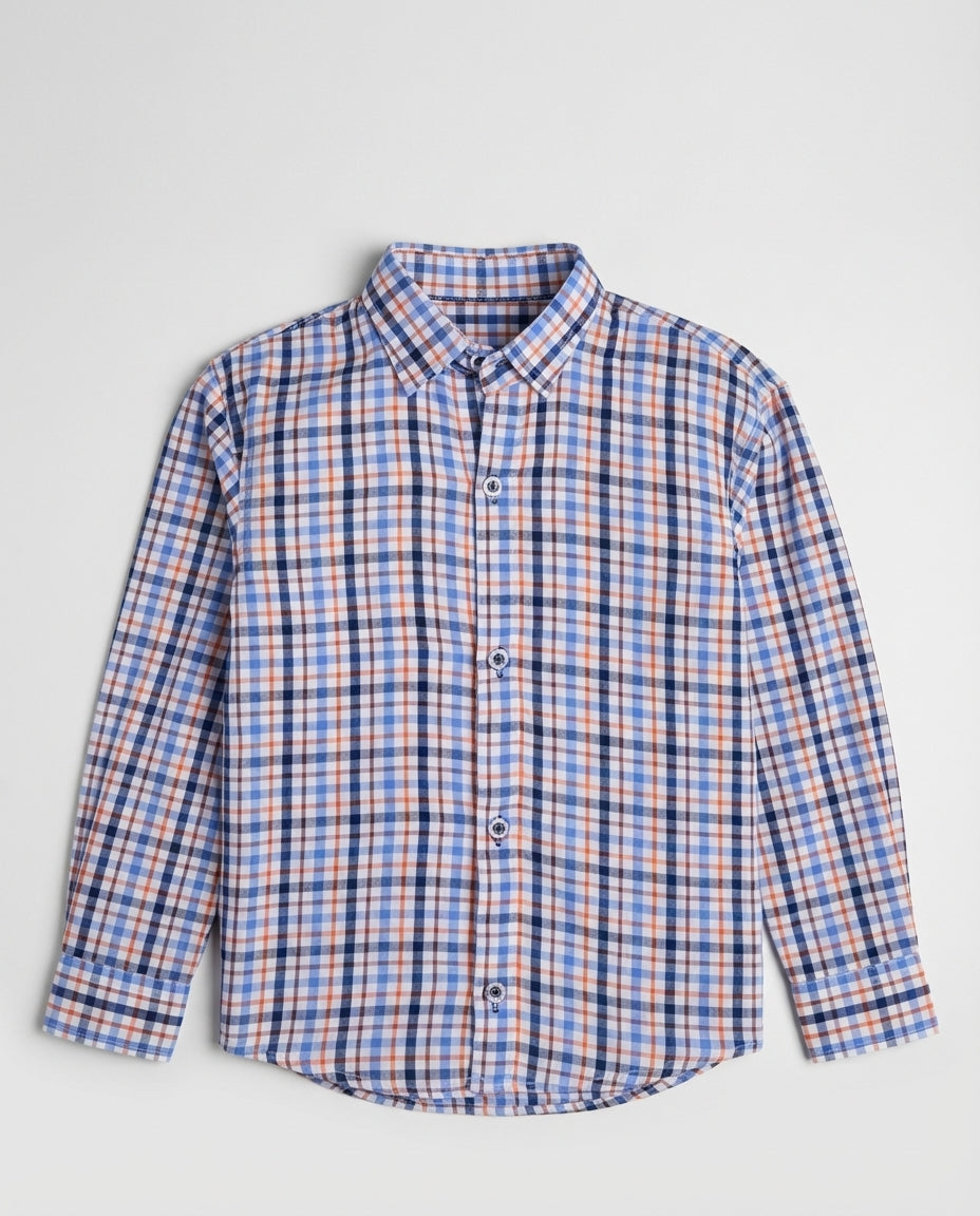 Essential Blue Orange Check Shirt for Boys — Casual Shirts for Boys | Little Giants