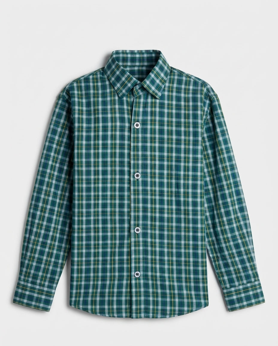 Forest Green Check Shirt for Boys — Casual Shirts for Boys | Little Giants