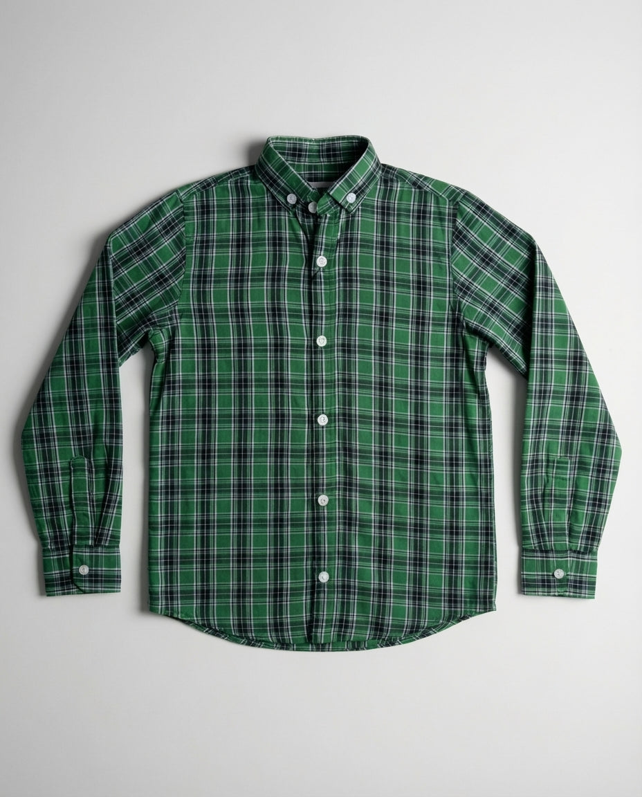 Forest Green Plaid Shirt for Boys — Casual Shirts for Boys | Little Giants