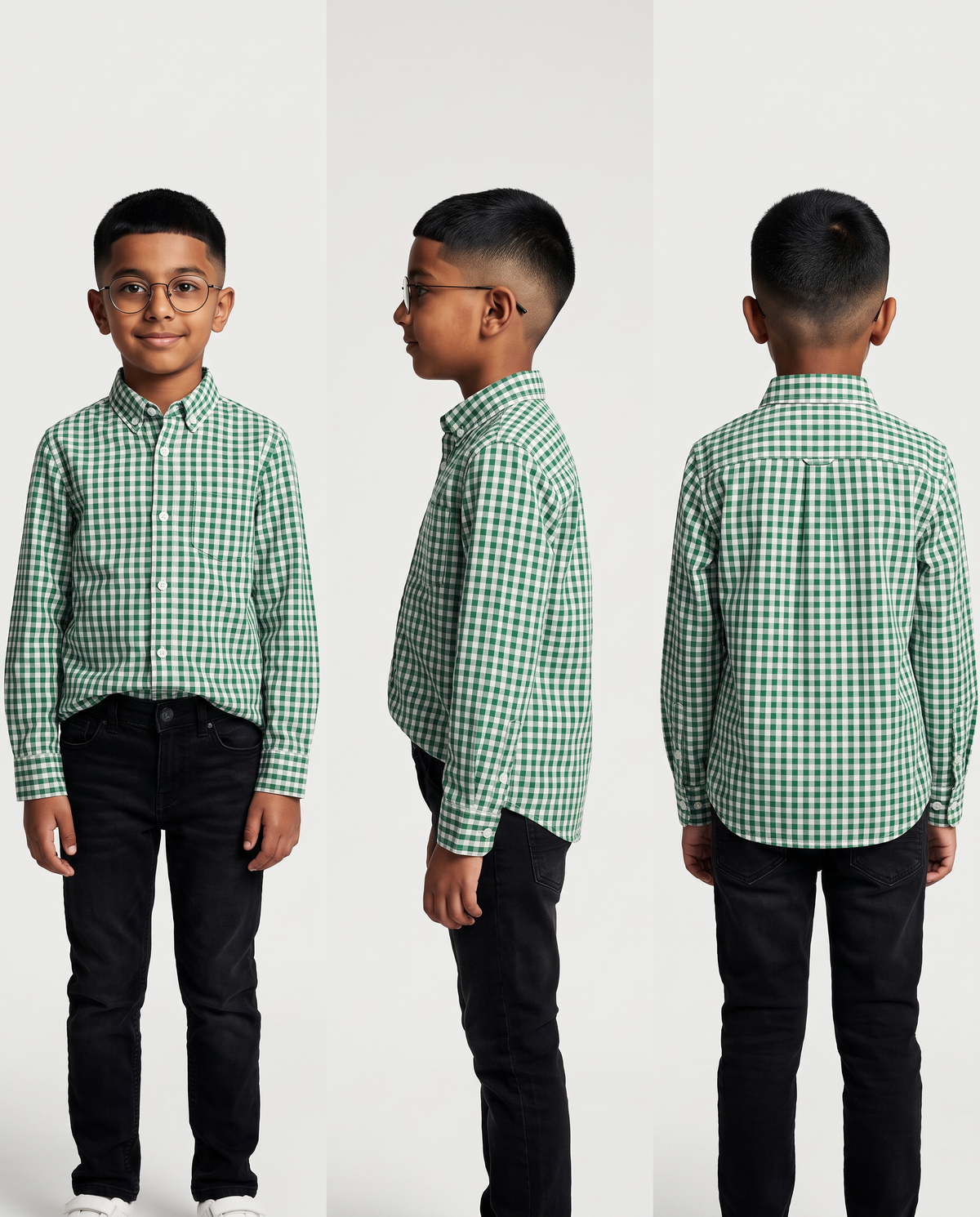 GREEN GINGHAM BUTTON UP
