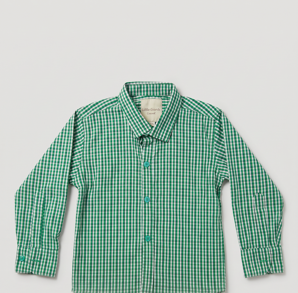 GREEN GINGHAM BUTTON UP