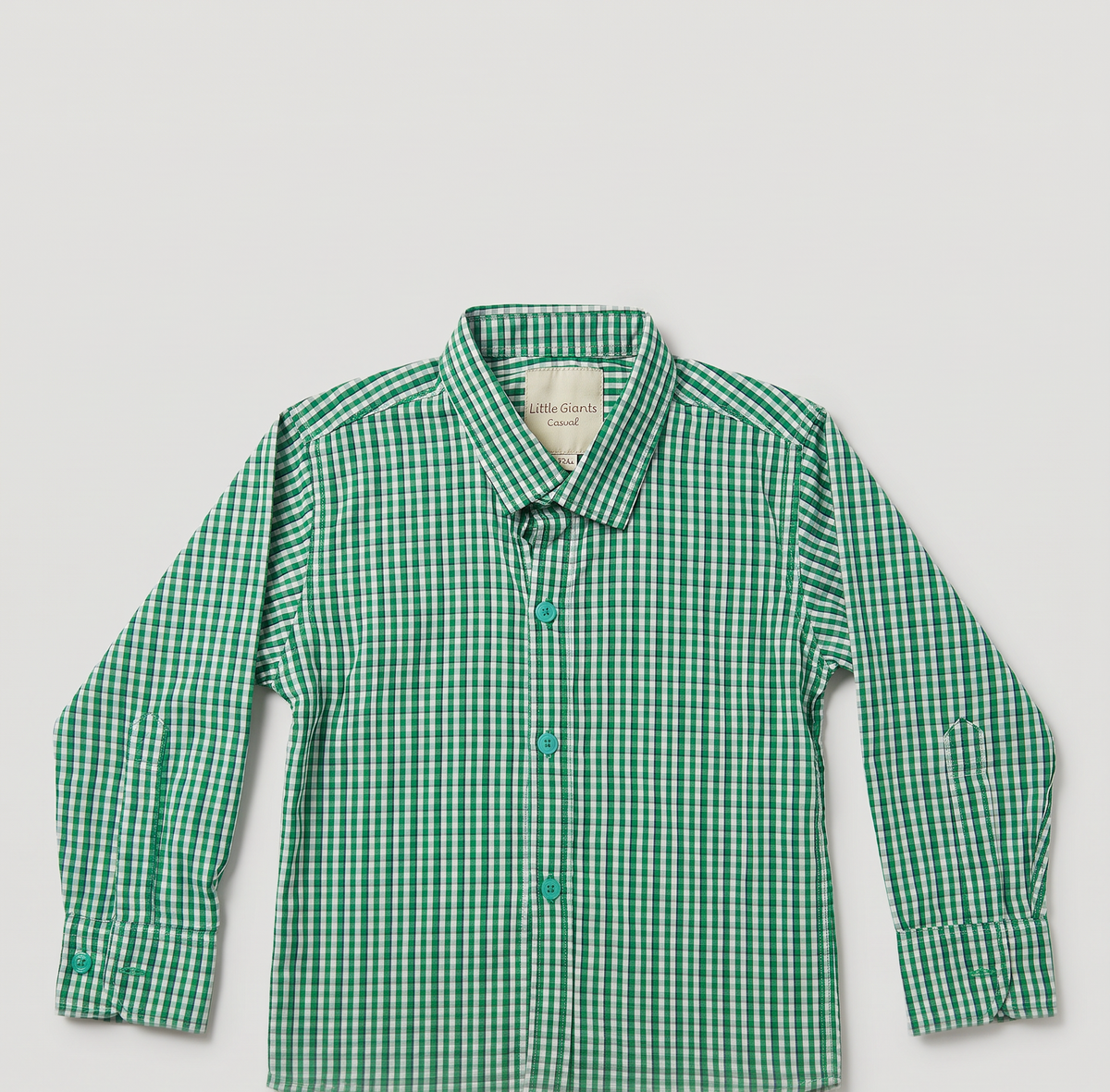 GREEN GINGHAM BUTTON UP