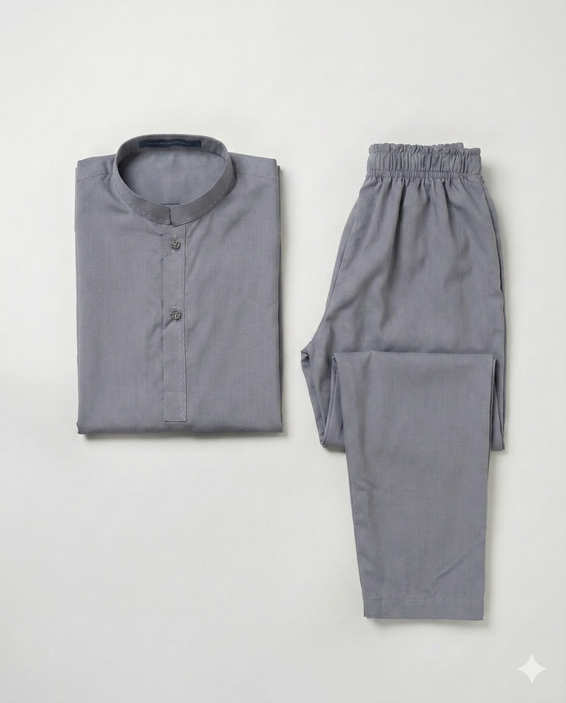 Boys muted grey woven shalwar kameez — Eid styling