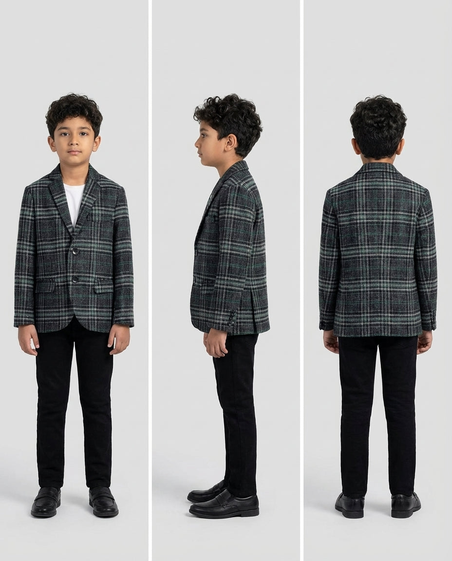 Green Check Blazer for Boys — Blazers for Boys — View 3 | Little Giants