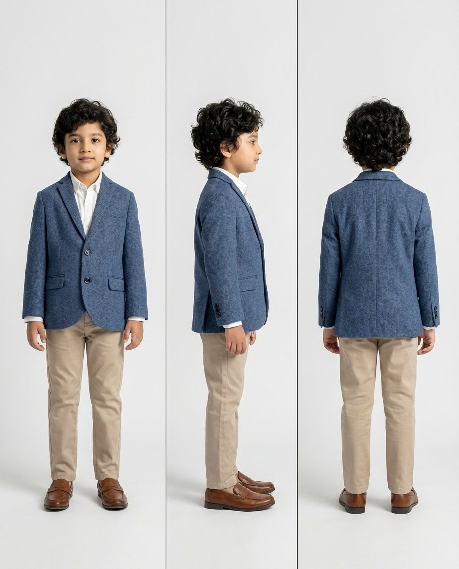 Blue Dotted Blazer for Boys — Blazers for Boys — View 3 | Little Giants