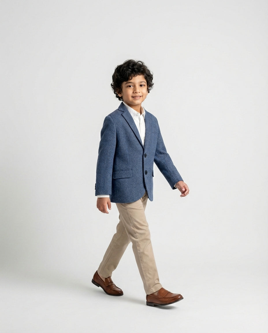 Blue Dotted Blazer for Boys — Blazers for Boys — View 2 | Little Giants