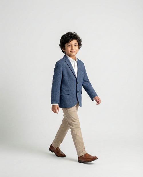 Blue Dotted Blazer for Boys — Blazers for Boys — View 2 | Little Giants
