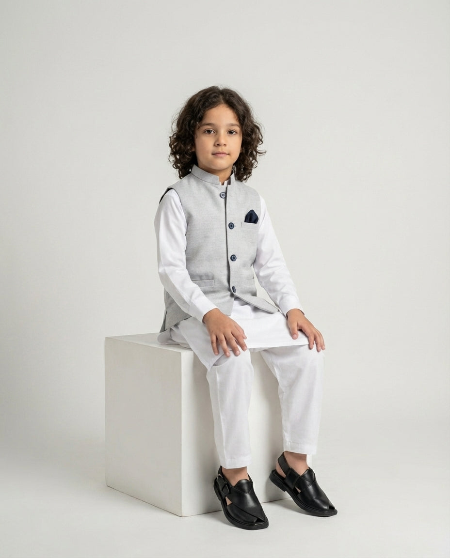 LIGHT STEEL GREY WAIST COAT