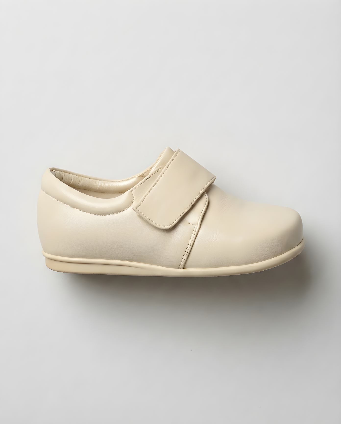 Boys ivory gloss strap monk shoe — front view