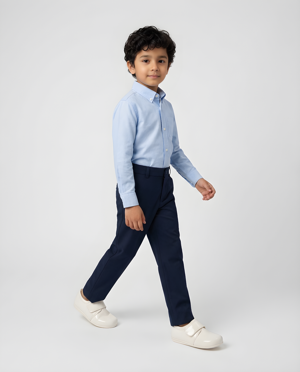 Boys ivory soft sole loafer — side profile