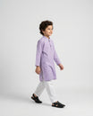 Boys lilac breeze cotton kurta with mandarin collar — front view