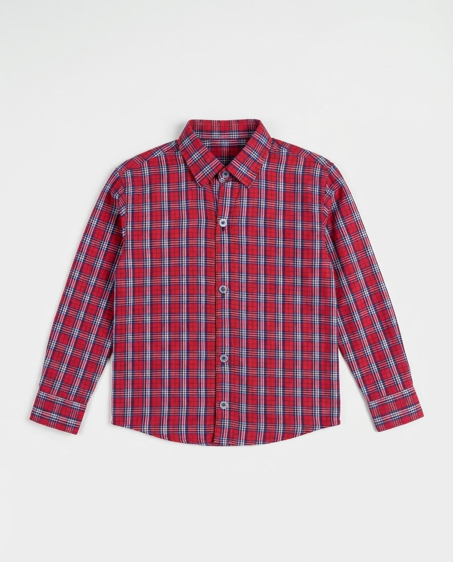 Modern Red Plaid Shirt for Boys — Statement Check