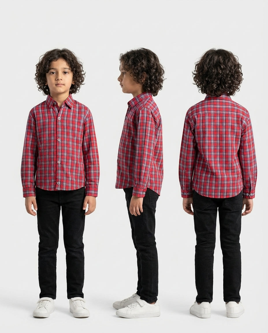 Modern Red Plaid Shirt for Boys — Casual Shirts for Boys — View 4 | Little Giants