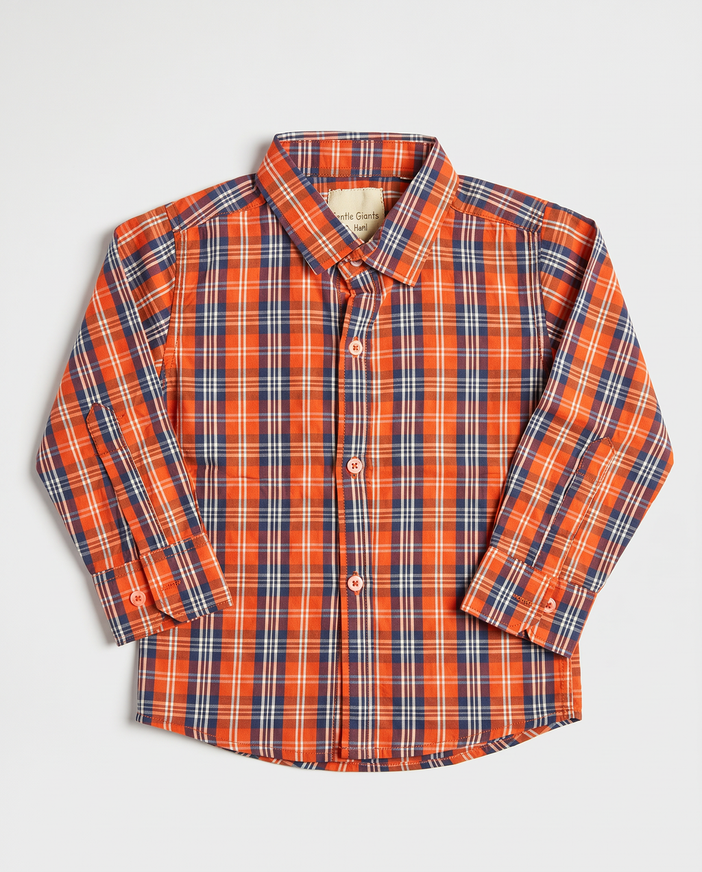Orange Plaid Button Up for Boys