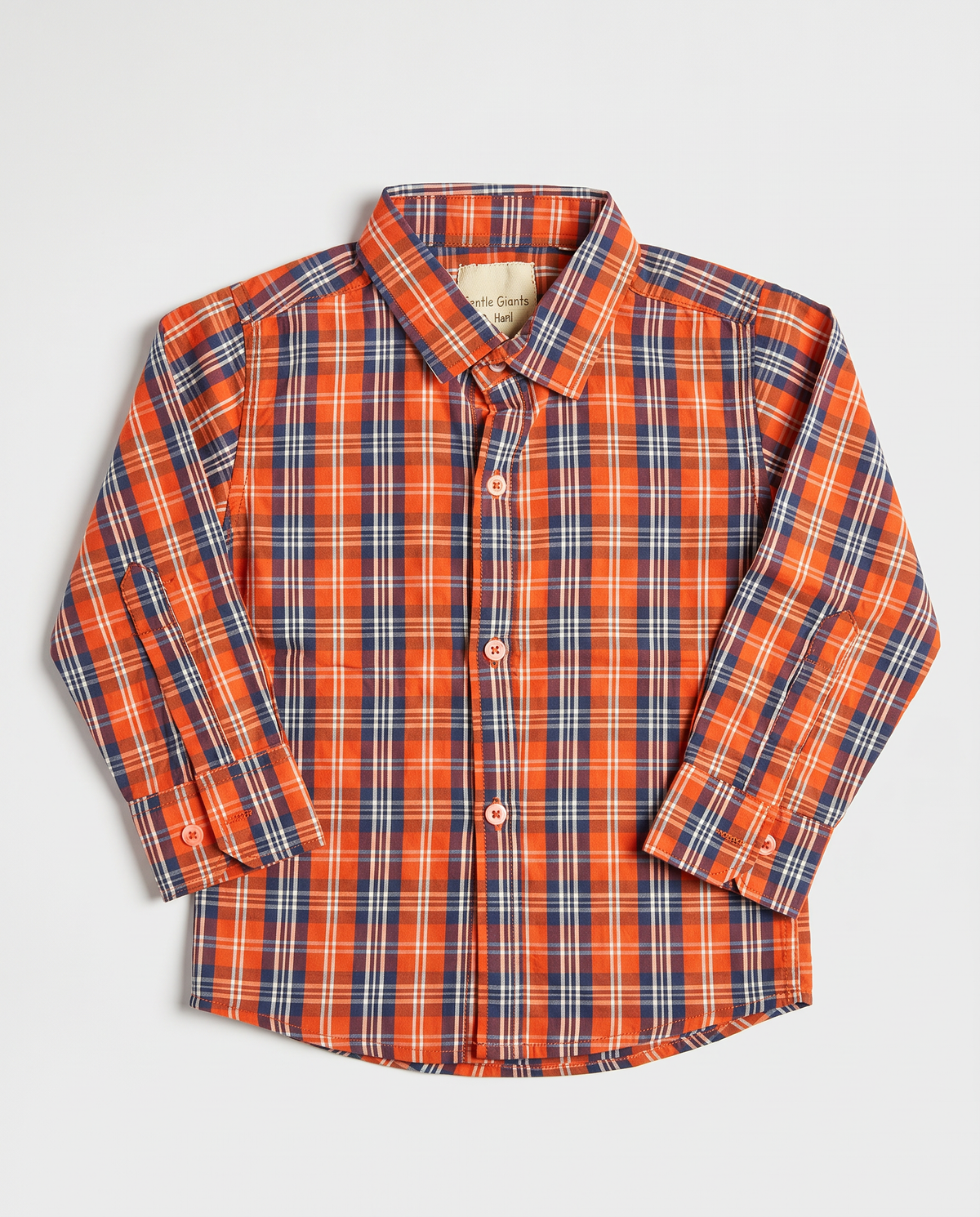 Orange Plaid Button Up for Boys