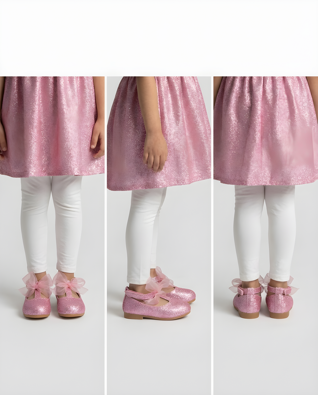 Pink Shimmer Mary Jane Shoe girls shoe toe detail — Little Giants