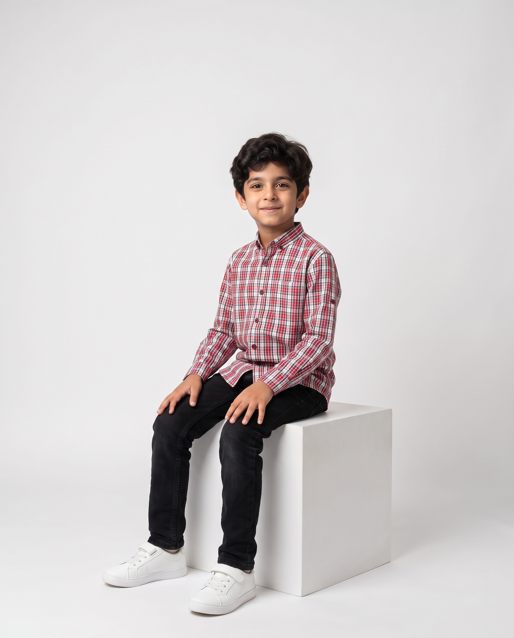 Red Plaid Button Up for Boys