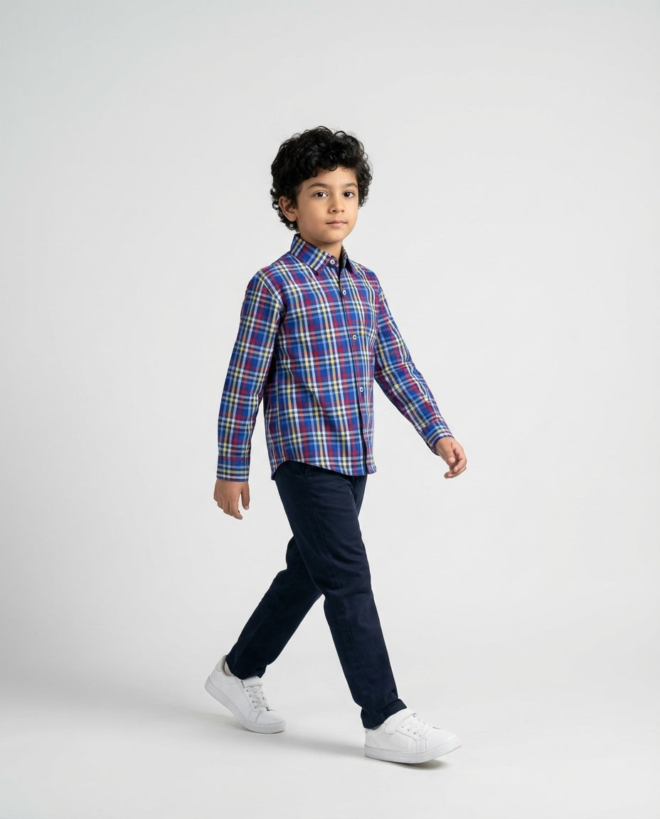 Royal Blue Plaid Button Up