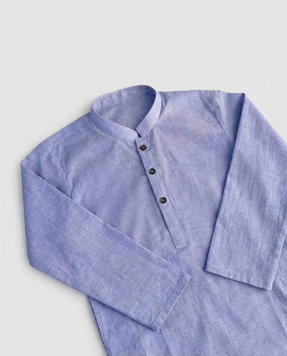 Sky Blue Chambray Kurta for Boys — Kurta for Boys | Little Giants