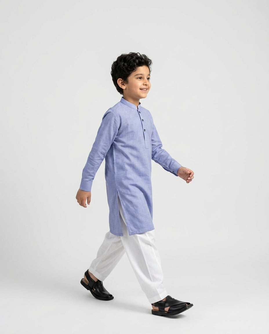 SKY BLUE CHAMBRAY KURTA