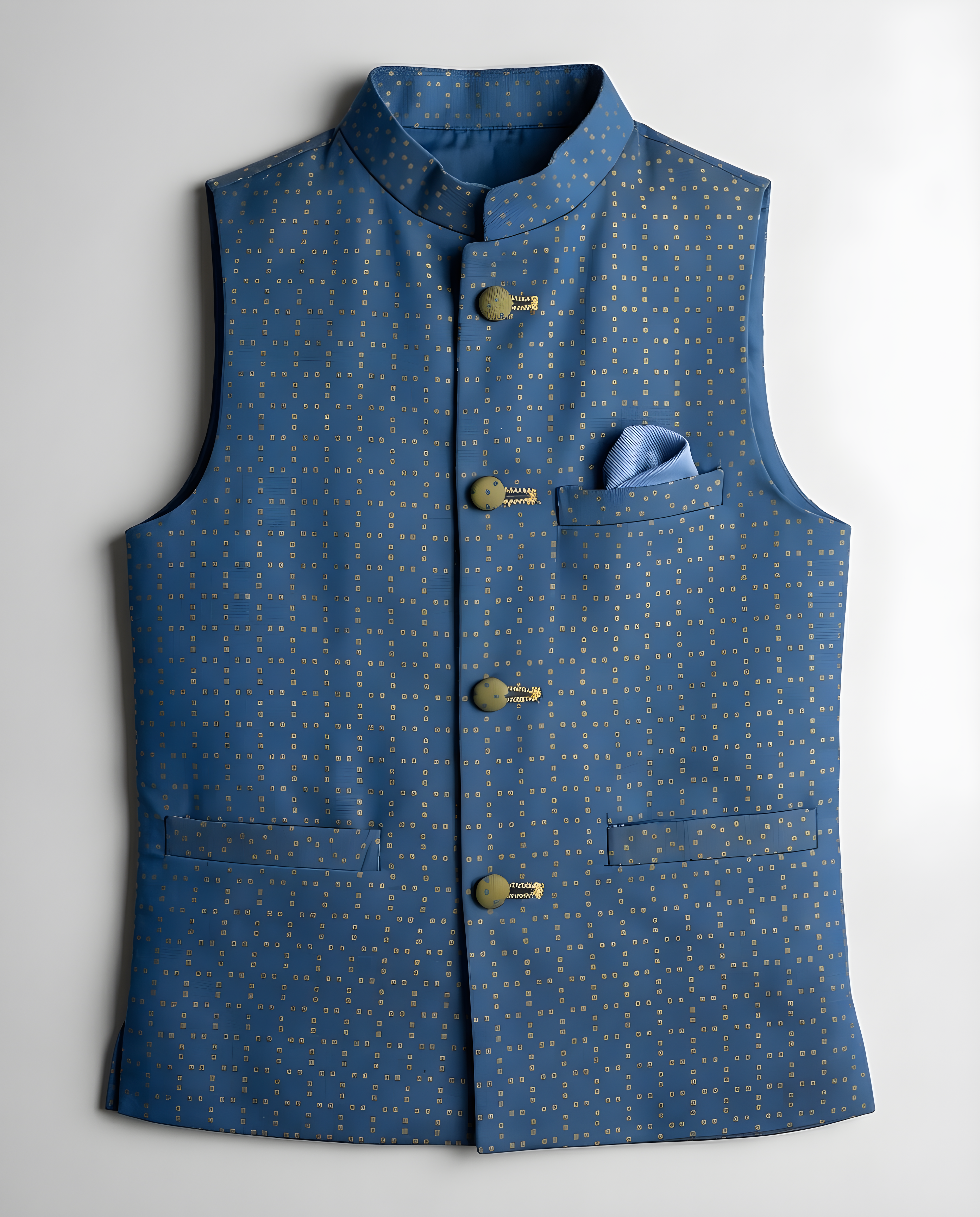 CERULEAN BLUE DOBBY WAIST COAT