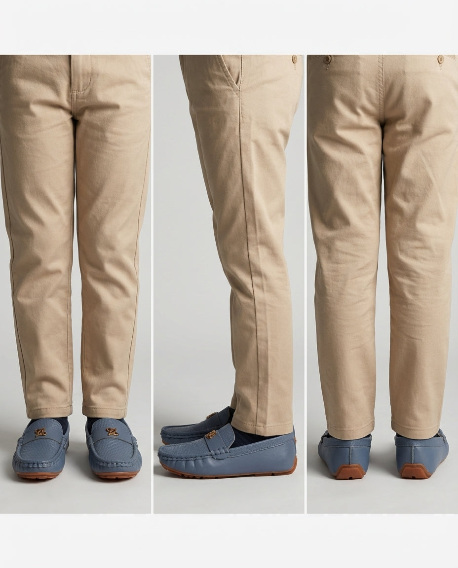 Boys slate blue textured leather loafer — toe detail